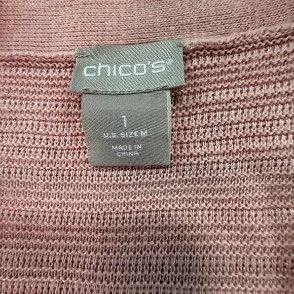 NWT CHICO'S Ombre Gradient Cardigan Sweater Longline Open Front Pink Rust SZ M - Picture 4 of 13